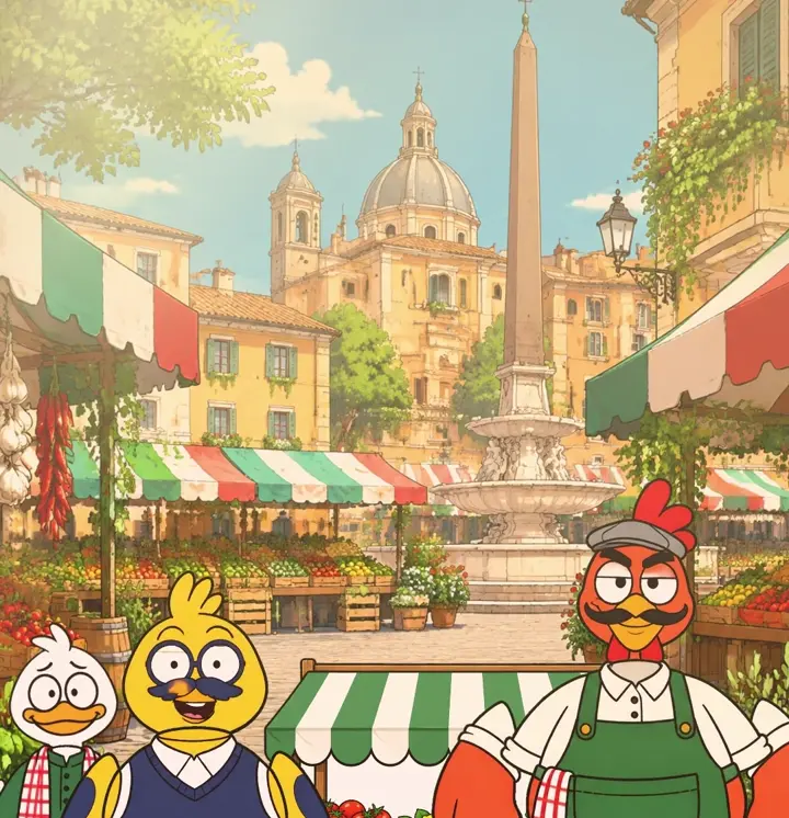 Papà and Signor Gino at the market